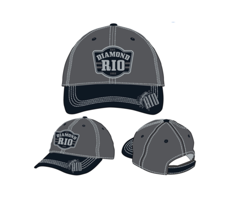 Diamond Rio Embroidered Cap - Dark Grey/ Silver